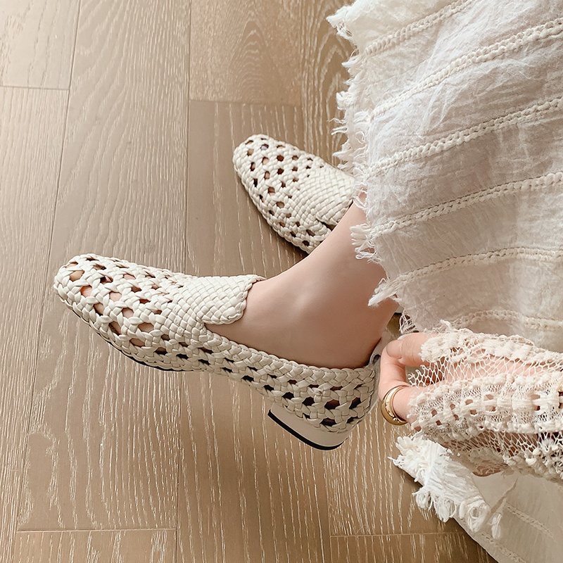 Womens Heels - Sandali Donna in Vera Pelle Intrecciata